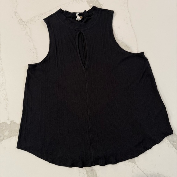 We The Free Tops - We The Free People Faye Ribbed Keyhole Knit Tank Top Women’s Medium Black Casual